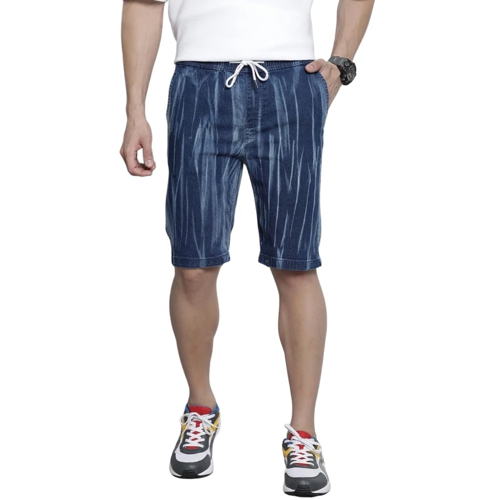 The Indian Garage Co Men Regular Fit Solid Mid-Rise Denim Shorts