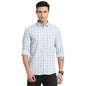 Turtle Men 100% Cotton Sky Blue Checkered Slim Fit Full Sleeve Casual Shirt