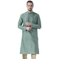 Kisah Men Sea Green Solid Straight Kurta Full Sleaves, Knee Length, Straight, Regular Fit, Mandarin Collar Ethnic Wear