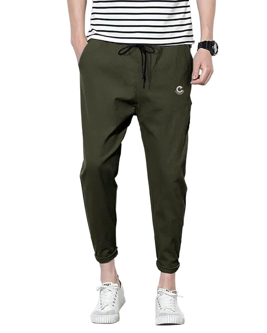 Eyebogler MenS Solid Brand Logo Track Pants Olive Green