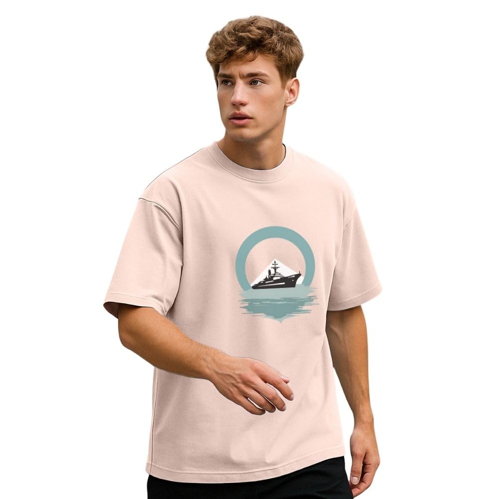 Nobero MenS Solid Oversized Fit T-Shirt (1M-Twrt-C0723_Blush