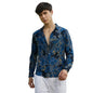 Campus Sutra Mens Lapis Blue Bi-Hue Daisy Shirt for Casual Wear | Spread Collar | Long Cuffed Sleeves | Button Closure | Shirt