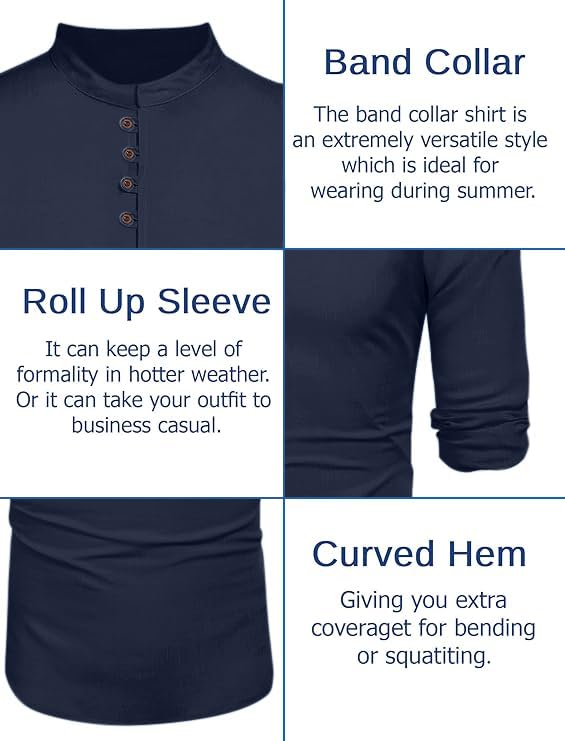 Macsivo MenS Stylish Mandarin Collar Kurta | Casual Ethnic Fusion Shirt For Daily, Party & Travel | Full Sleeves | Cotton Polye
