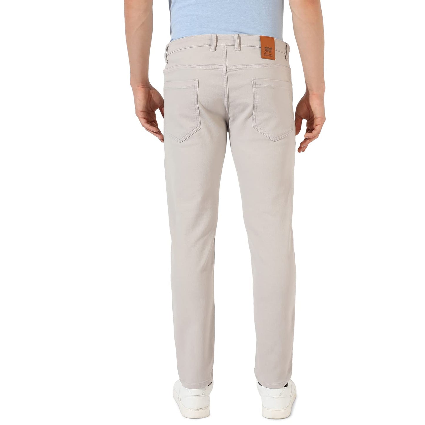 Campus Sutra Mens Classic Grey-Washed Solid Patterned Regular Fit Denim Jeans | Premium Mid-Rise Cotton Stretchable Crafted wit