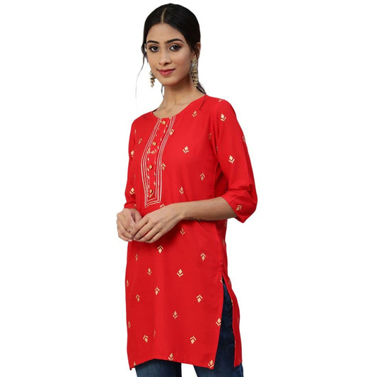 anubhutee Women's Viscose Regular Ethnic Motifs Printed Kurti