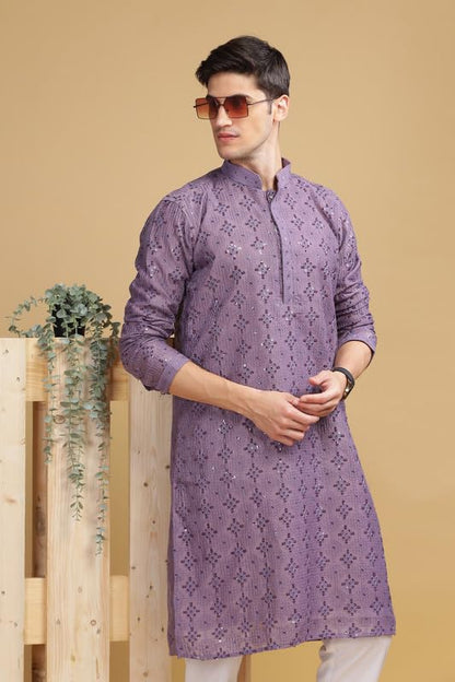 Be Active MenS Cotton Regular Kurta (Sk0801-Kr_Purple
