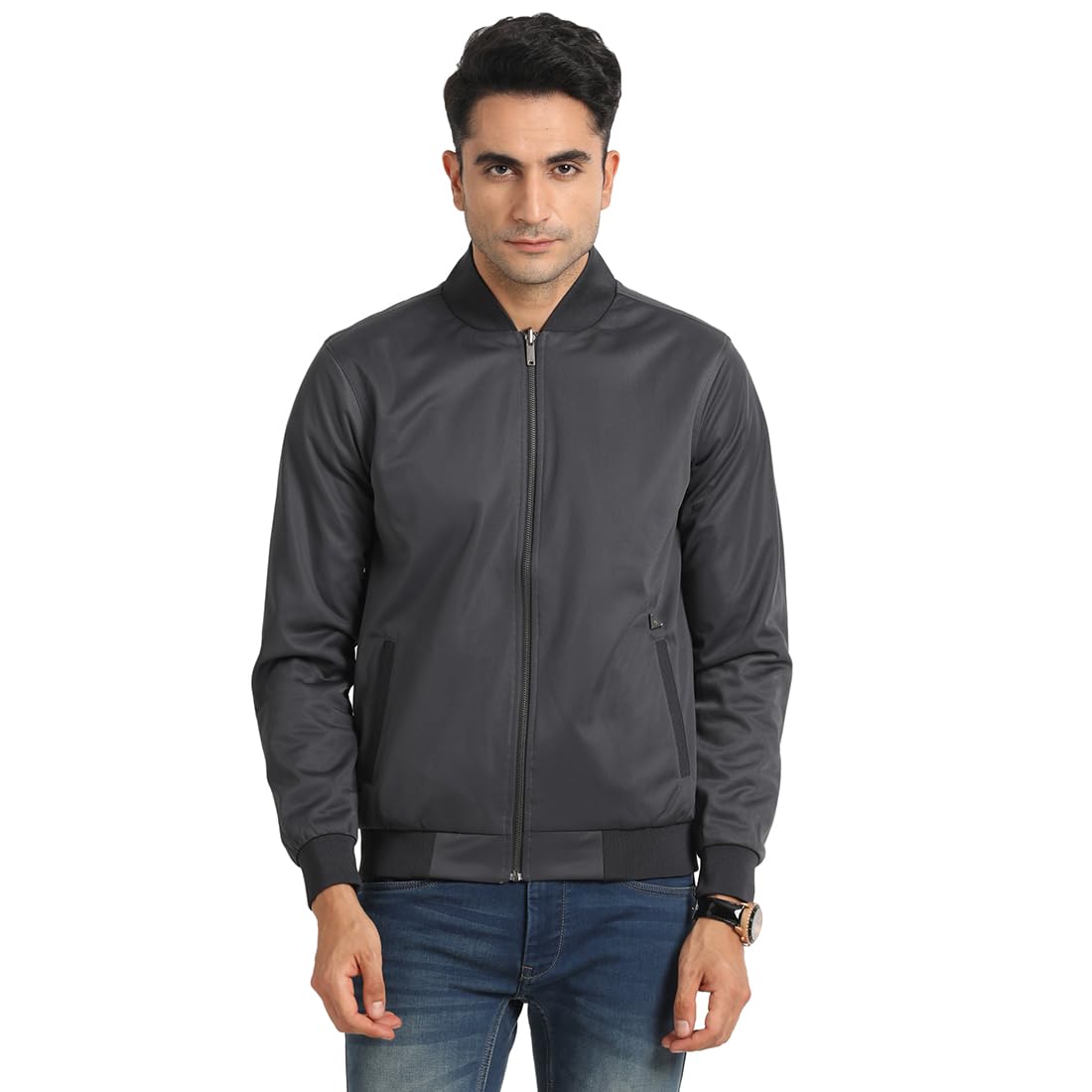 Turtle Men Cotton Stretch Solid Regular Fit Full Sleeve Navy & Olive Reversible Windcheater Jacket