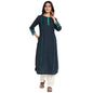 Fabindia WomenS Cotton Embroidered Regular Fit Kurta_Dark Blue_Xs