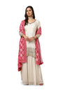 Soch Womens Off White Chinon Embroidered Suit Set With Sequins Work