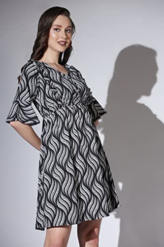 Greciilooks Western Dresses For Women| Crape Western Dress| Flared Dress For Girls| Half Sleeve Western Dress For Women| Dress P