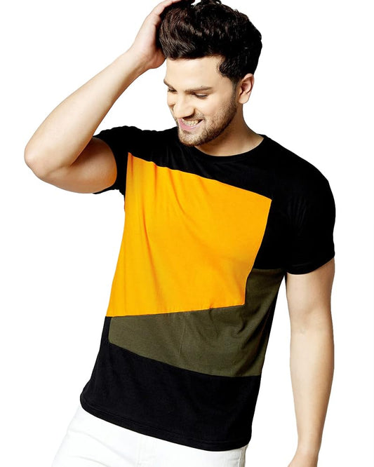 Eyebogler Mens Cotton Blend Round Neck Half Sleeve Tshirt
