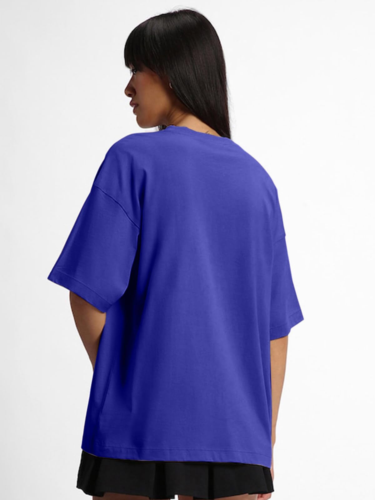 JUNEBERRY Pure Cotton Drop Shoulder Oversized Baggy Fit Half Sleeve Plain Solid Round Neck Multicolor T-Shirt for Women & Girls