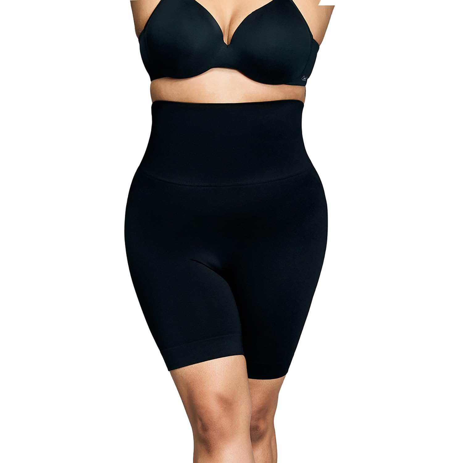 Nykd Stretchable High Rise Waist And Thigh Shapewear Brief Tummy Tucker/Shaper For Women Shapewear, Nysh02, Black(Anthracite), X