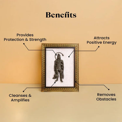 Astrotalk Pyrite Hanuman Ji on Selenite Plate | Pyrite Attracts Money & Hanuman ji Photo Frame Provides Protection | Decor Items for Home & Office | Gift for Man & Woman | 19x24x1 cm | 1 Piece