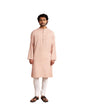 Fabindia Men Pink Striped Mandarin Collar Kurta