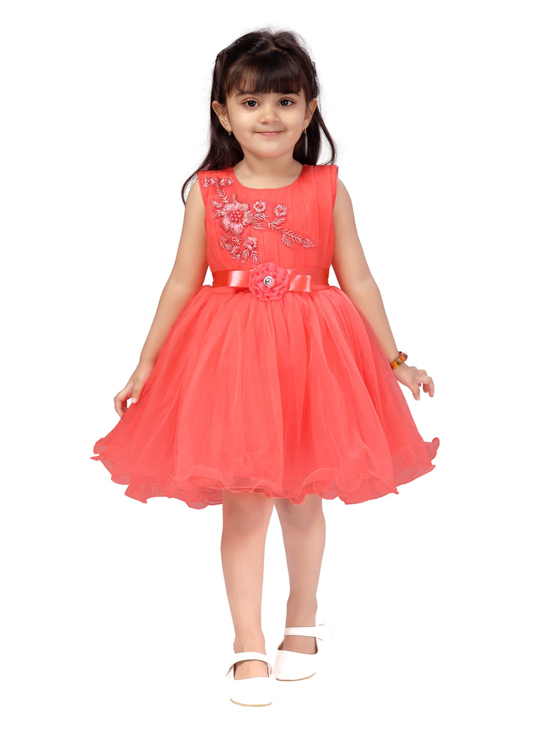 Aarika Baby Girls A-Line Dress (FK-24314_Gajri_12-18 Months_Gajri_12 Months-18 Months)
