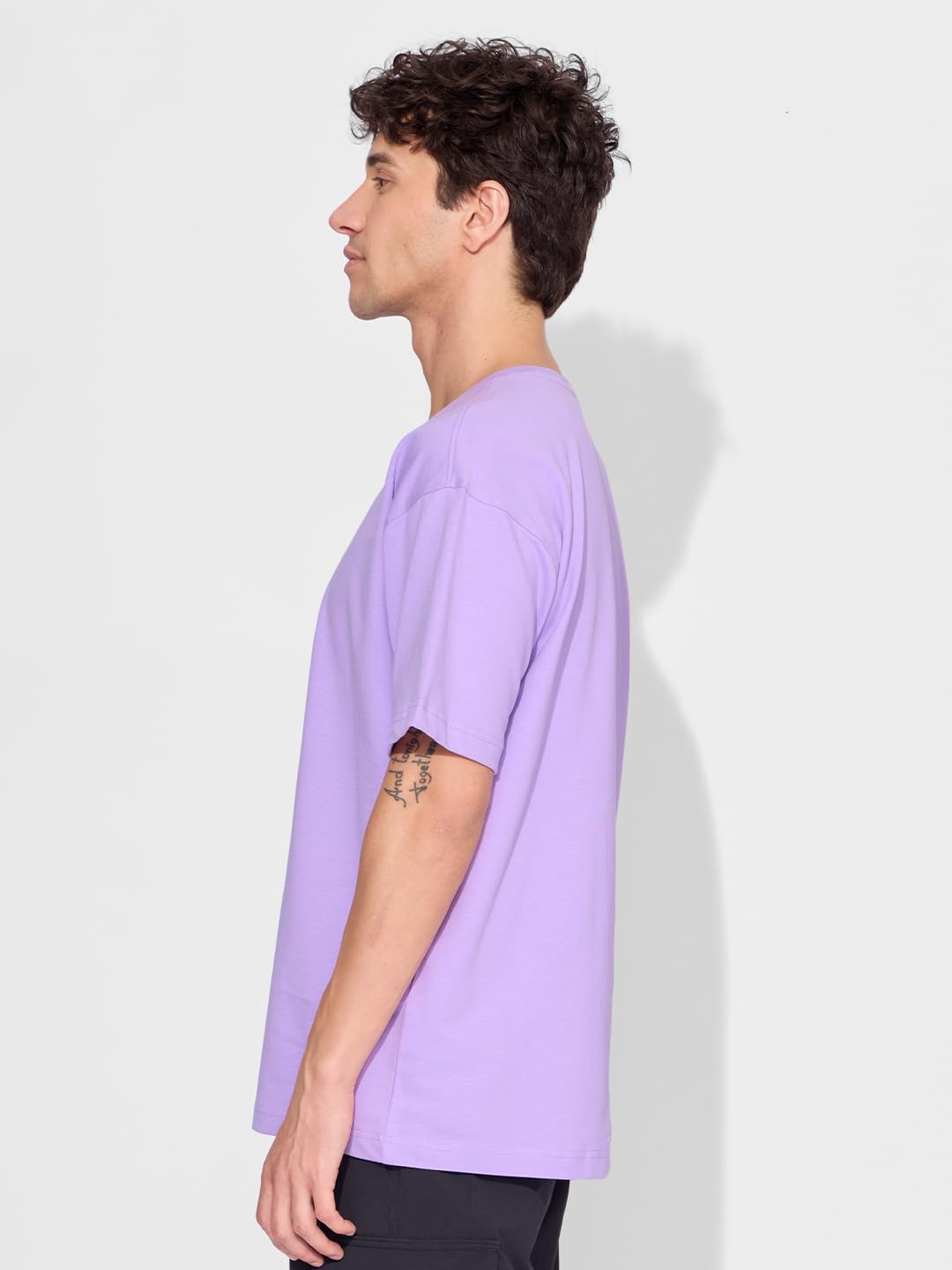 The Souled Store Poker Facace Men and Boys Short Sleeves Round Neck Purple Embroidered Cotton Oversized T-Shirts