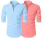 Finivo Fashion MenS Cotton Blend Regular Fit Solid Casual Kurta Shirt Pack Of 2