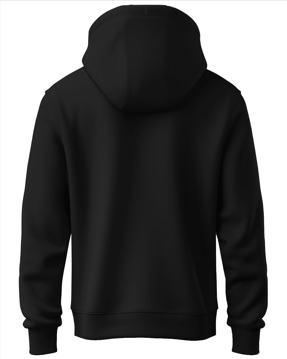 ADRO Mens Cotton Neck Hooded Sweatshirt (H24-FECT-BL_Black