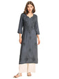 VAIRAGEE Womens Rayon Straight Cut Round Neck Kurta with Beautiful Lucknowi Chickenkari Work (1593) Grey