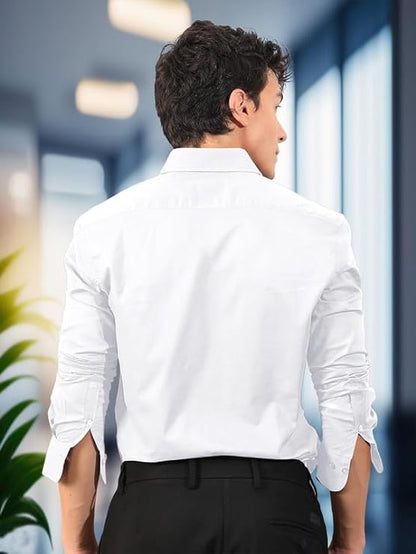 Pinkmint Cotton Soild Combo Men Shirt Formmal Wear Office Wear Regular Fit Shirt White-Sky Blue