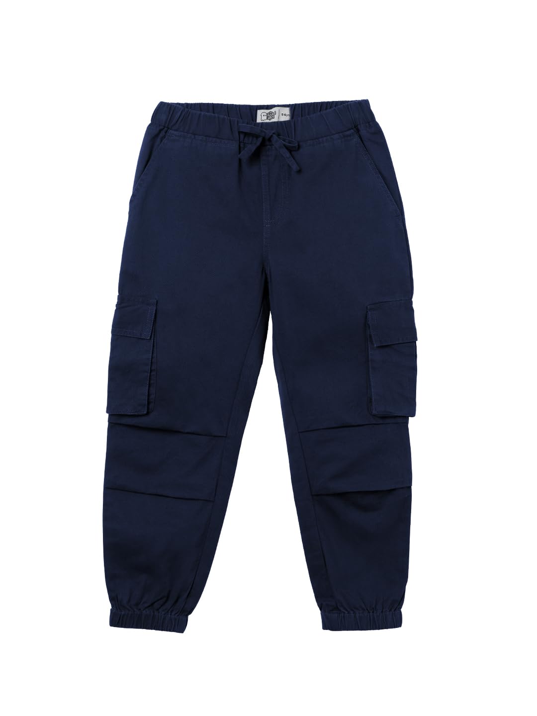 The Souled Store Solids: Estate Blue Boys Drawstringed Cotton Cargo Joggers