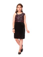 Aarika Girl's Velvet Skater Above The Knee Dress (New_MD-A-23048- Black-Pink