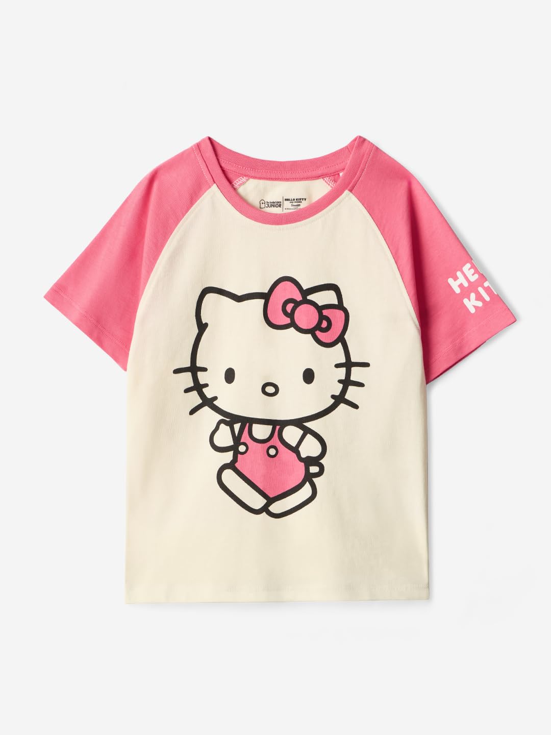 The Souled Store Hello Kitty: Pink Round Neck Short Sleeves Graphic Printed Girls Cotton T-Shirts (2-8 Yrs)