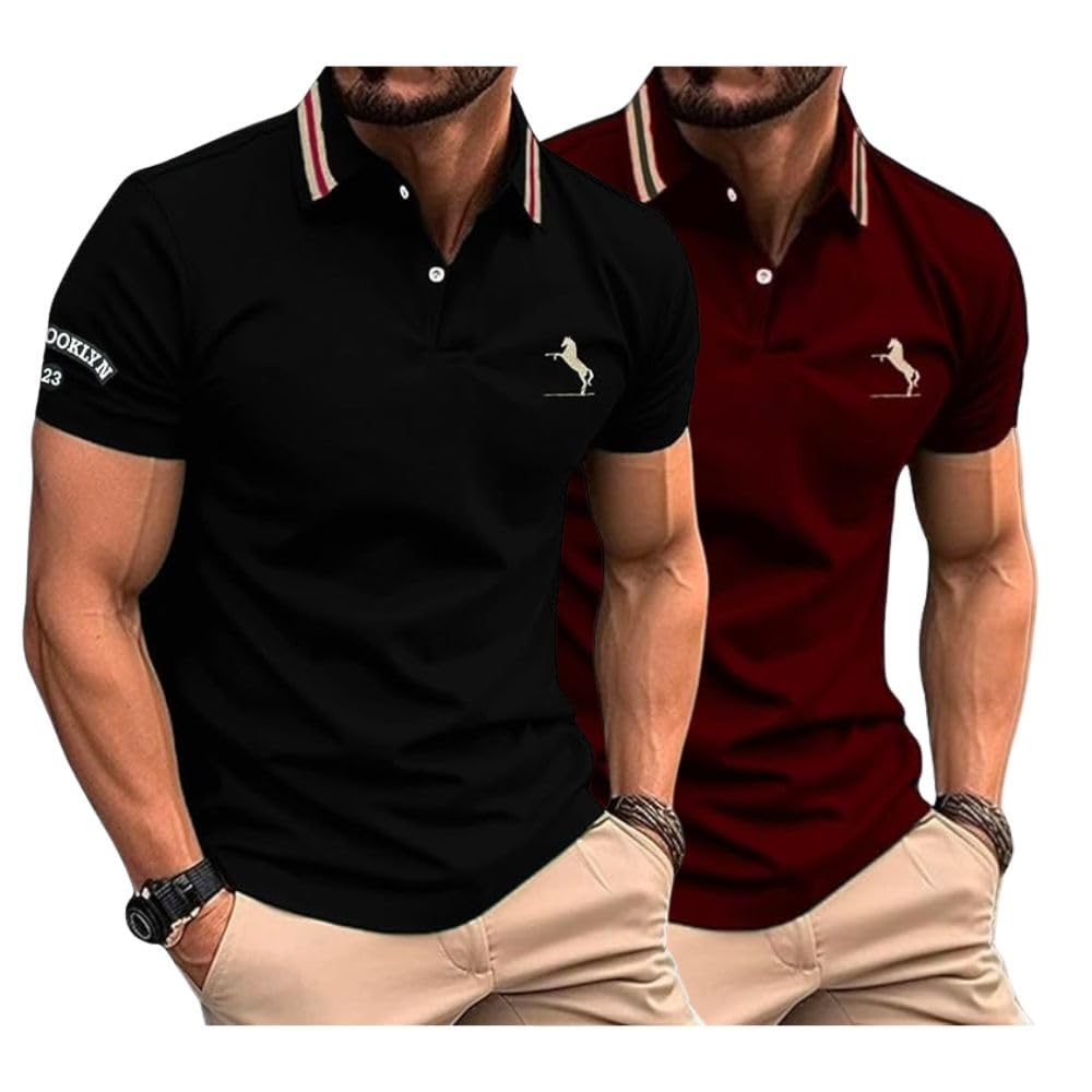Greciilooks Polo T-Shirt For Men  Cotton Short Sleeve Regular Fit Tee | Perfect For Golf, Travel & Outdoor Casual Look (Availabl