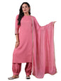 anubhutee Women's Coral Solid Cotton Blend Straight Kurta with Salwar & Dupatta