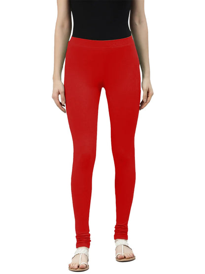 Lyra Premium Viscose Full Length Churidar Leggings For Women Red