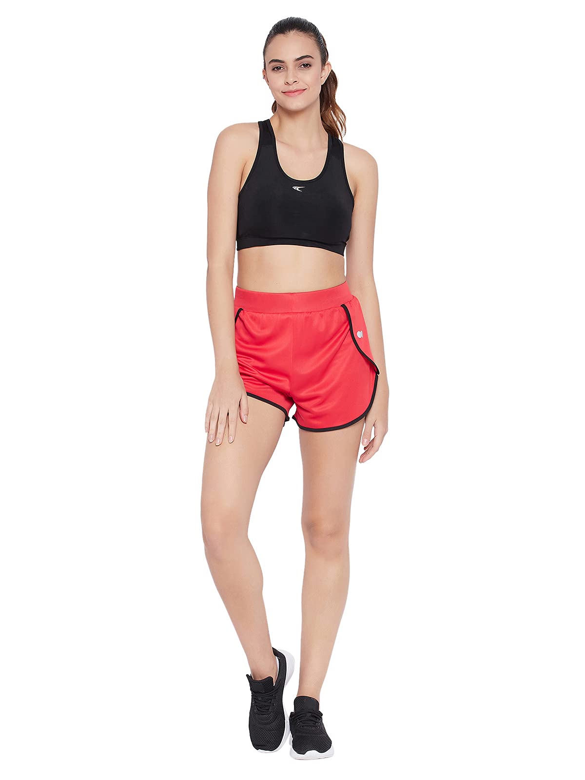 Clovia Womens Activewear Mid Thigh Sports Sports Shorts (AB0068P04_Red_S)