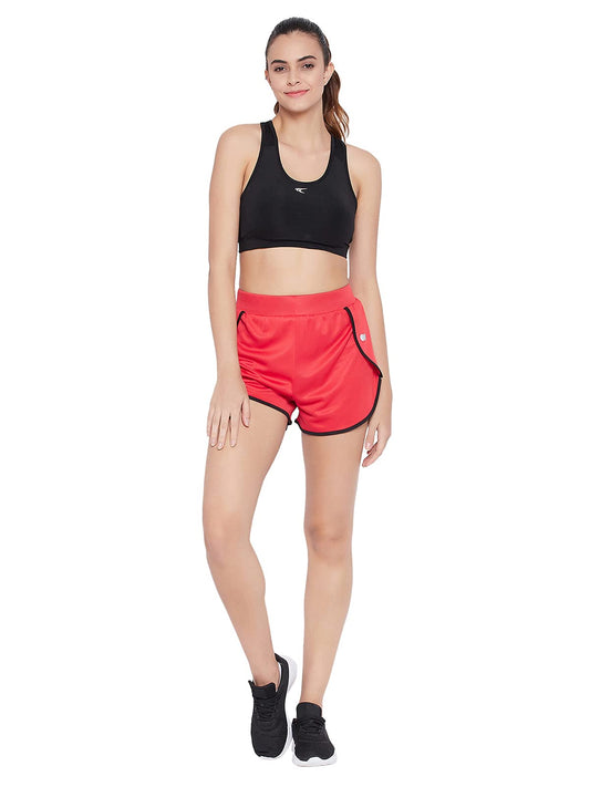 Clovia Womens Activewear Mid Thigh Sports Sports Shorts (AB0068P04_Red_S)