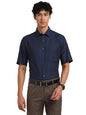 Turtle Men 100% Cotton Dark Blue Self Design Regular Fit Formal Shirt
