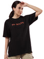 Rigo Terry Printed Oversized T-Shirt for Women | Drop Shoulder, Half Sleeves T-Shirt for Women | Oversized Baggy Fit T-Shirt for