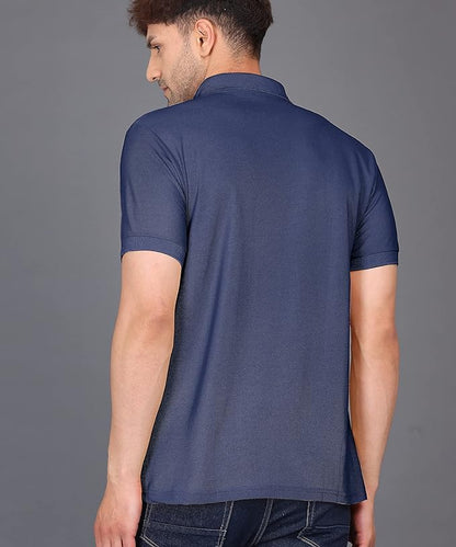 Baghadbillo MenS Regular Fit Solid Polo Half Sleeve T-Shirt Navy Blue