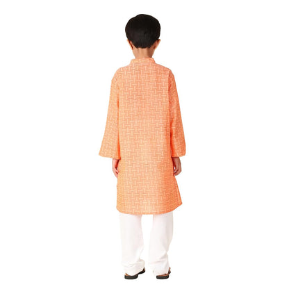 Fabindia BoyS Cotton Printed Regular Kurta (1030887Orange_Orange