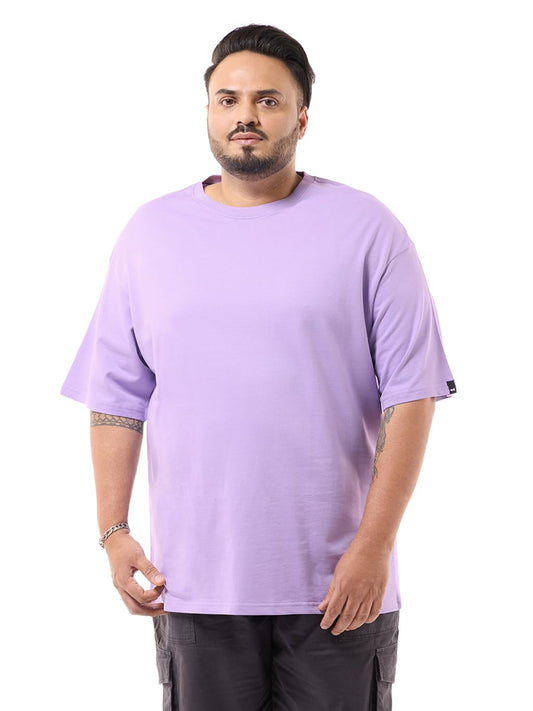 Bewakoof Heavy Duty 1.0 Mens Solid Oversized Fit Half Sleeve Round Neck Terry Plus Size T-Shirt_642149_Purple_4XL