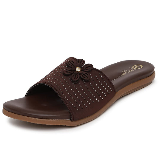 Ortho Joy Fancy Doctor Slipper For Women | Stylish Comfortable Footwear For Women Dark Brown Color