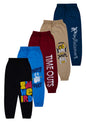 T2F Boys Cotton Regular Fit Printed Track Pants (Pack fo 5)