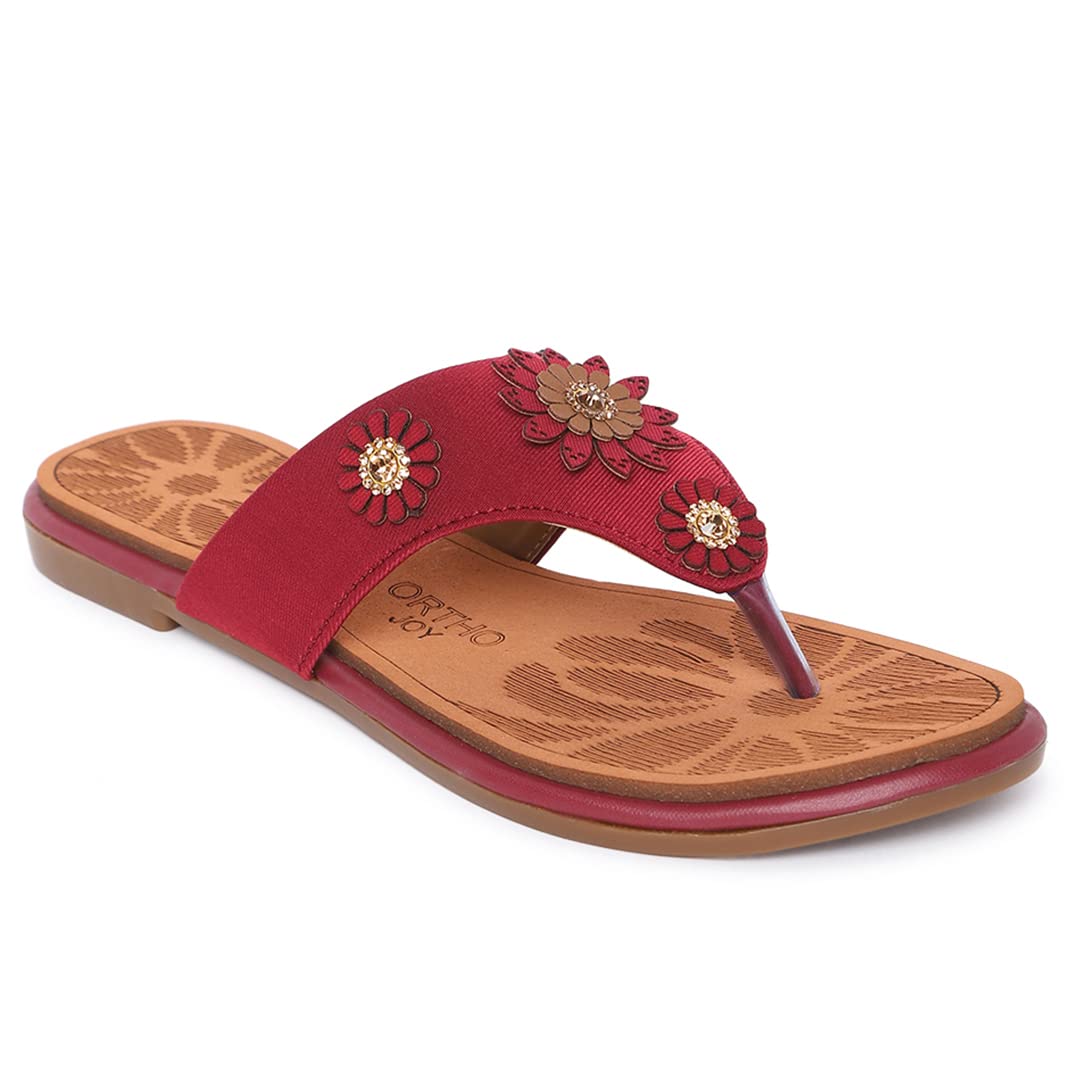 Ortho Joy Extra-Soft Doctor Slippers For Women - Maroon