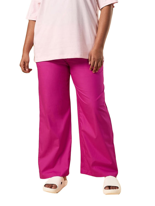 Bewakoof Womens Solid Oversized Fit Cotton Plus Size Pyjama_628787_Pink_3XL