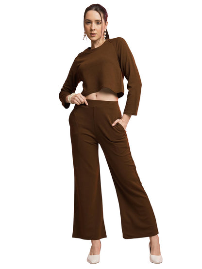 Selvia Womens Co-ords Set|Lycra Crop Top & Trouser Set|Casual Co-ords Set for Women|Two Piece Co-ord Set|Crop Top & Bottom Set(