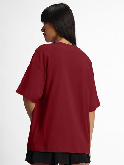 JUNEBERRY Pure Cotton Drop Shoulder Oversized Baggy Fit Half Sleeve Plain Solid Round Neck Multicolor T-Shirt for Women & Girls