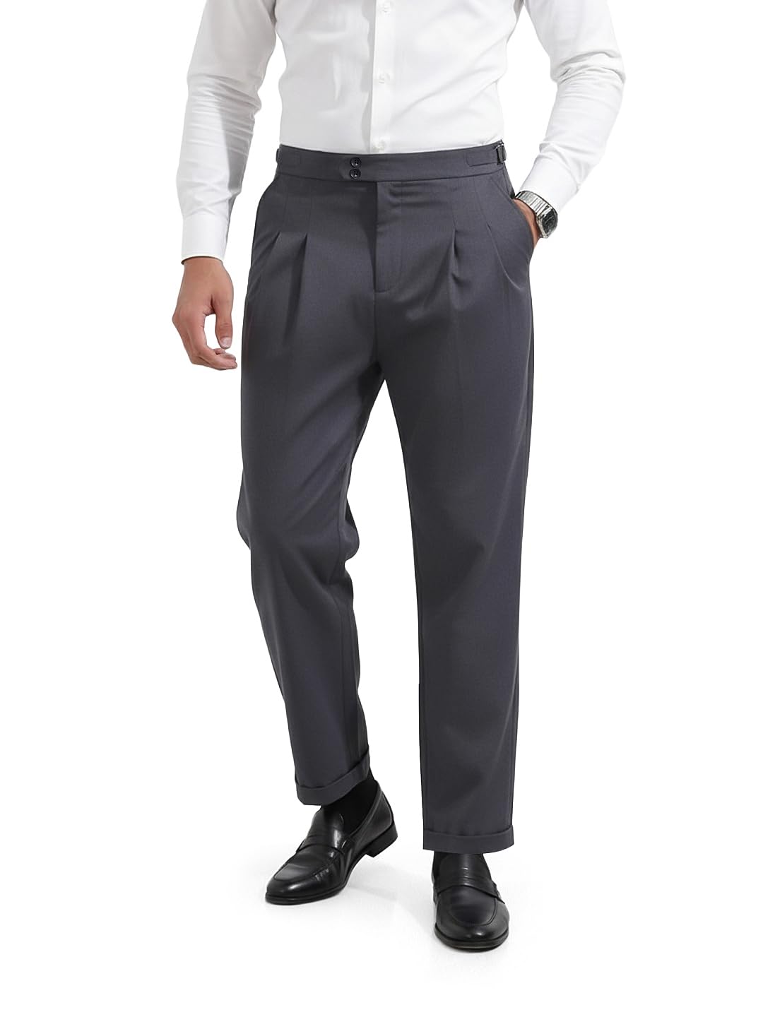 The Indian Garage Co Mens Mid-Rise Stretchable Relaxed Fit Gurkha Pants