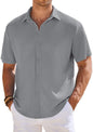 Cb-Colebrook MenS Waffle Knit Textured Button-Down Wrinkle Free Casual Shirts, Short Sleeves, Summer Beach Tops (In, Alpha, 2Xl