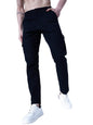 Hubberholme MenS Regular Fit Cotton Trousers With Patch Pockets, Ankle Length Button Closure Cargo Chinos Black