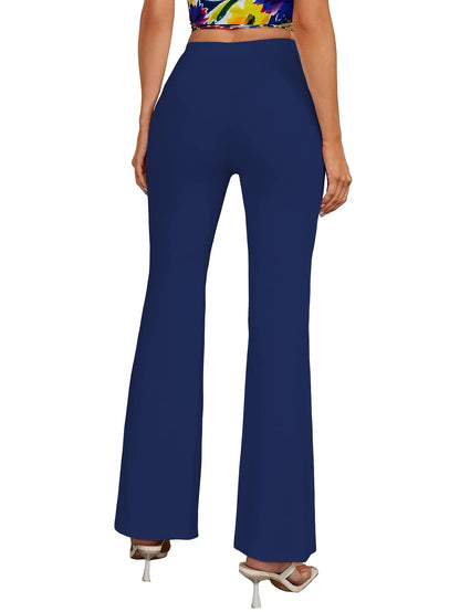 Shasmi Navy Blue Womens Yoga Dress Pants Stretchy Work Slacks Business Casual Office Bell-Bottom/Boot-Cut Elastic Waist Regular