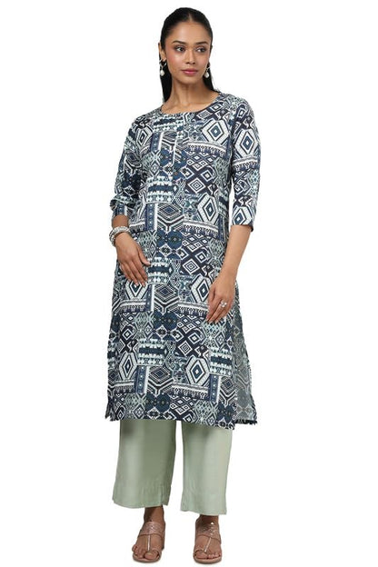 Soch Womens Blue Rayon Ethnic Motifs Kurta
