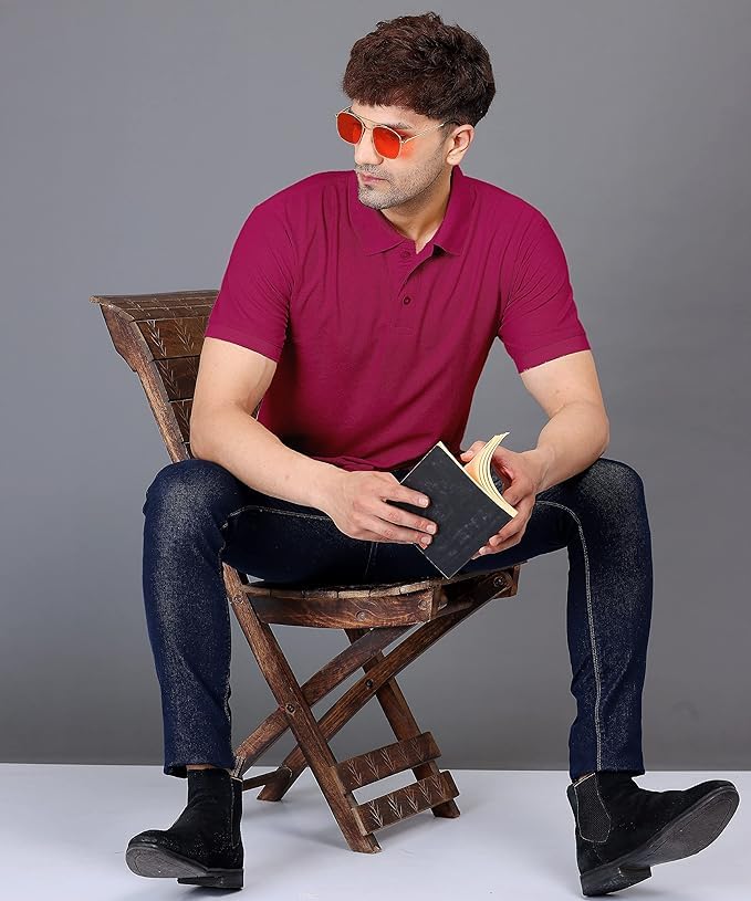 Baghadbillo MenS Regular Fit Solid Polo Half Sleeve T-Shirt Rani